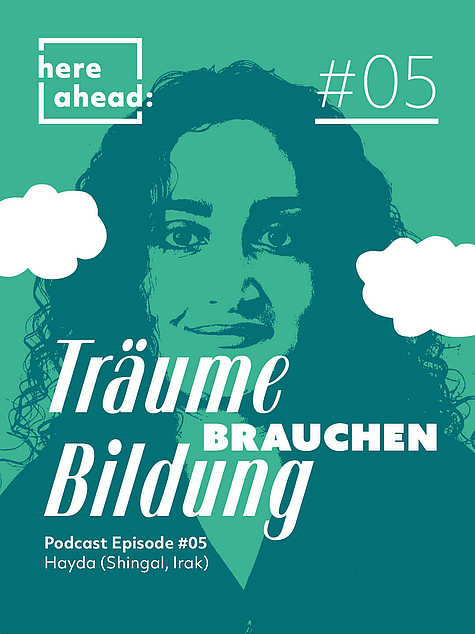 Here Ahead Plakat 05 Poster mit Porträt und Text aus der Podcastreihe „Wurzeln & Wege“ von HERE AHEAD